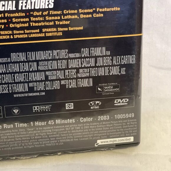 Out of Time (DVD, 2004) Special Edition Denzel Washington Eva Mendes Dean Cain - Picture 5 of 6